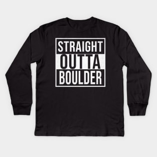 Straight Outta Boulder - Gift for Australian From Boulder in Western Australia Australia Kids Long Sleeve T-Shirt